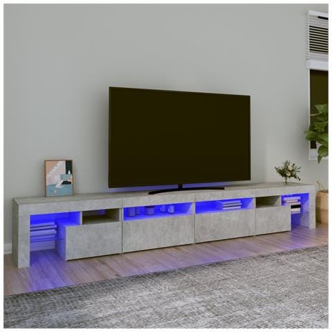 Mobile Porta TV con Luci LED Grigio Cemento 260x36,5x40 cm - Foto 9