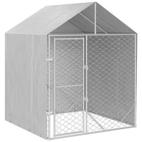 Cuccia Cani Da Esterno Tetto Argento 2x2x2,5 M Acciaio Zincato - Foto 1