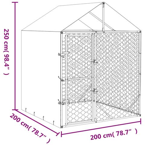 Cuccia Cani Da Esterno Tetto Argento 2x2x2,5 M Acciaio Zincato - Foto 2