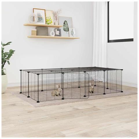 Gabbia Per Animali 20 Pannelli Con Porta Nera 35x35 Cm Acciaio - Foto 2