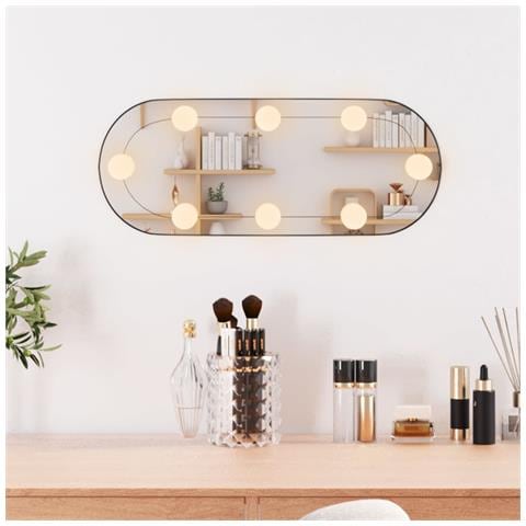 Specchio Da Parete Con Luci Led 25x60 Cm Vetro Ovale - Foto 3