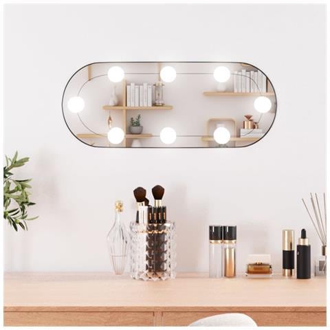 Specchio Da Parete Con Luci Led 25x60 Cm Vetro Ovale - Foto 1