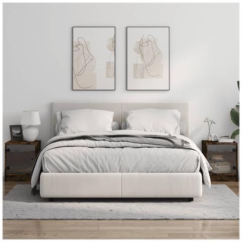 Comodini Con Ante In Vetro 2pz Rovere Fumo 35x37x42 Cm - Foto 3