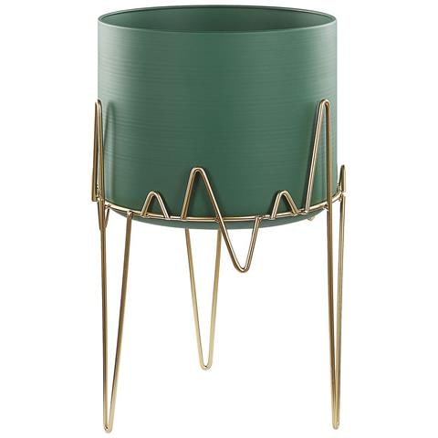 Vaso Per Piante Rialzato Kalandra Metallo 29 Cm Verde Scuro - Foto 2