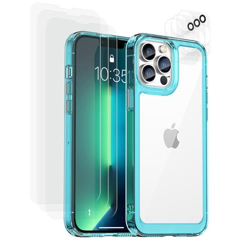 Cover Per Iphone 13 Pro Shockproof Con 6 Vetri Temperati, Azzurro - Foto 1
