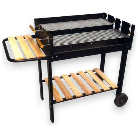 Barbecue Rettangolare Con Ripiani In Legno E 2 Griglie Regolabili Texas - Foto 1