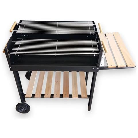 Barbecue Rettangolare Con Ripiani In Legno E 2 Griglie Regolabili Texas - Foto 2