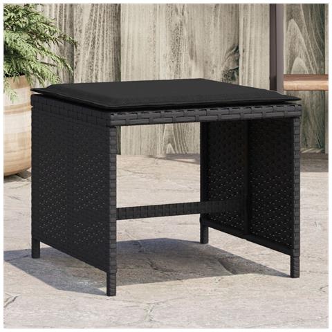 Sgabelli Da Giardino Con Cuscini 4pz Neri 41x41x36cm Polyrattan - Foto 1