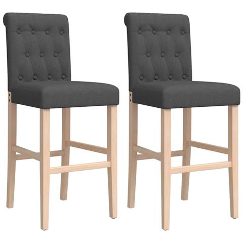 Sedie Da Bar 2 Pz In Legno Massello Di Hevea E Tessuto - Foto 2