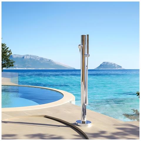 Fontana Da Giardino Colonna Esterno Sambuco Acciaio Inox Con Miscelatore 100cm - Foto 2