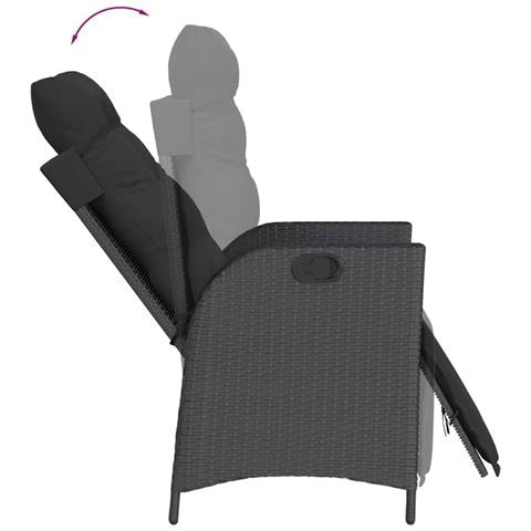 Set da Pranzo da Giardino 5 pz Nero con Cuscini in Polyrattan - Foto 2