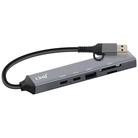 Hub Usb Supporta Otg Usb-c Power Delivery 60w E Lettore Schede Sd /tf, Grigio - Foto 5