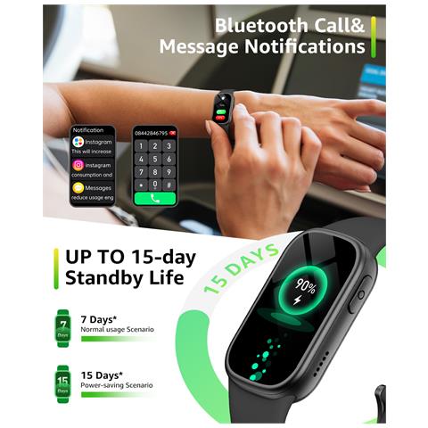 Smartwatch Con Chiamata Bluetooth E Monitoraggio Della Salute Black - Foto 2