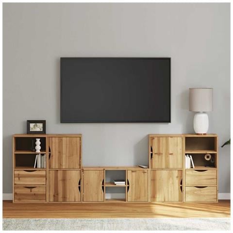 Mobile TV 5 pz con Contenitore ODDA in Legno Massello di Pino - Foto 1