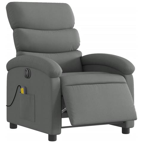 Poltrona Reclinabile Massaggio Elettrica Grigio Scuro Tessuto - Foto 3