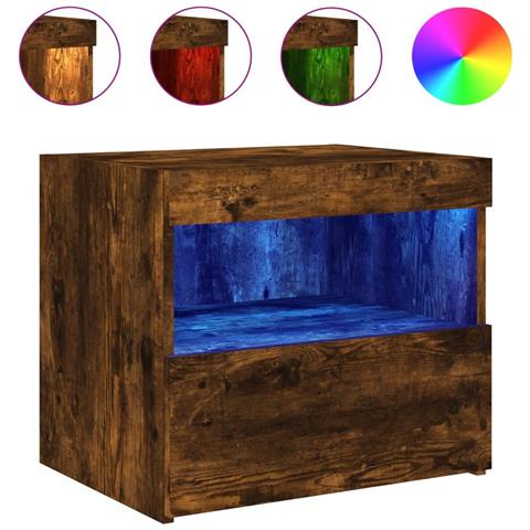 Comodino Con Luci Led Rovere Fumo 50x40x45 Cm - Foto 2