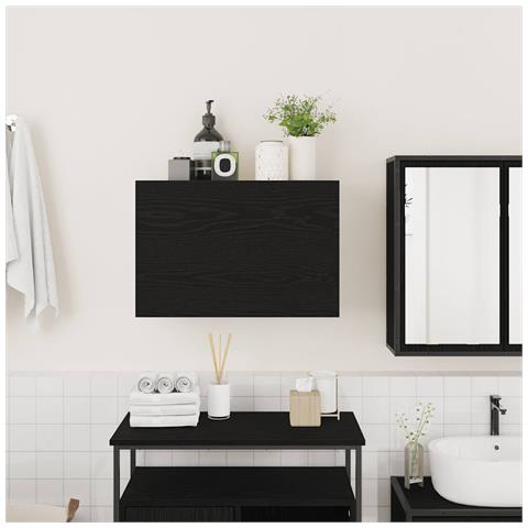 Mobile Da Bagno A Parete Nero 60x25x40 Cm In Legno Multistrato - Foto 3