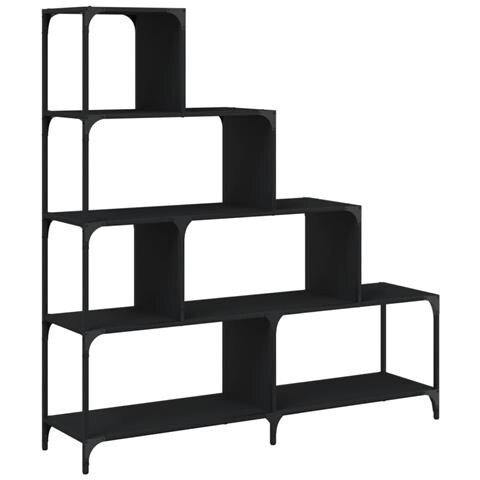 Lusso Casadino - Libreria A 4 Gradini Nera 139x33,5x149 Cm In Legno Multistrato - Foto 1