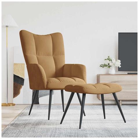 Lusso Casadino -  Poltrona Relax Con Poggiapiedi Marrone In Velluto - Foto 8