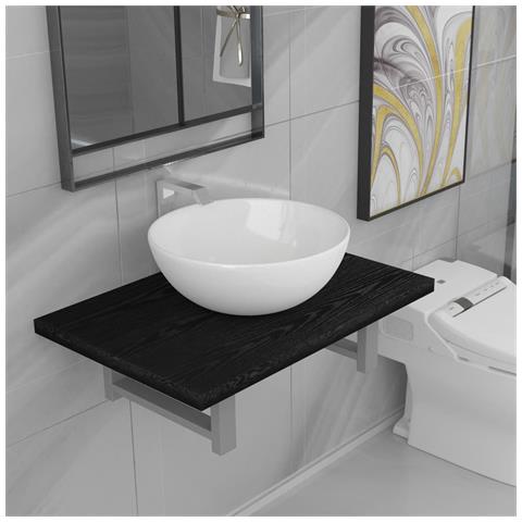 Set Mobili Da Bagno 2 Pz Ceramica Nero - Foto 8