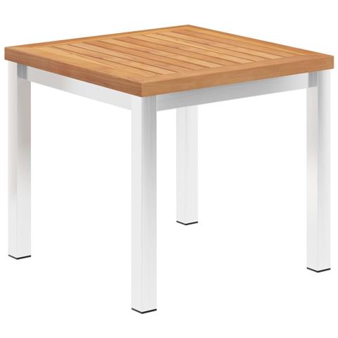 Tavolino Da Giardino 45x45x38cm In Legno Di Teak E Acciaio Inox - Foto 2