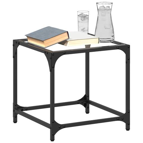 Tavolino Salotto Con Piano Vetro Trasparente 40x40x40cm Acciaio - Foto 8