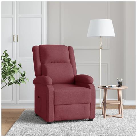 Poltrona Reclinabile In Tessuto Rosso Vino - Foto 8