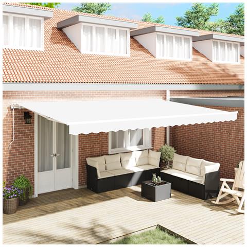 Tenda Retrattile Automatica  Bianca 500x300 cm, Tessuto di ricambio per tenda  per telaio 5x3 m Bianco - Foto 2