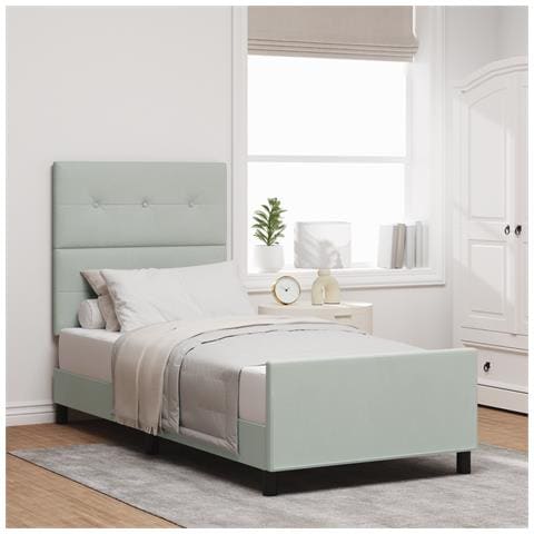 Rete letto  Grigio chiaro 100x200 cm in velluto - Foto 2