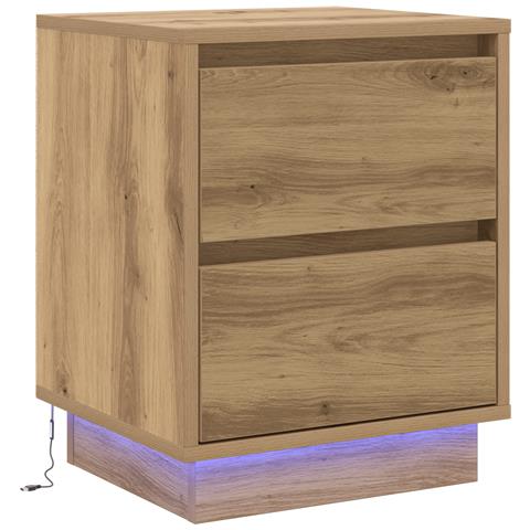 Comodino con luci LED Rovere artigianale 39x34.5x50 cm - Foto 1