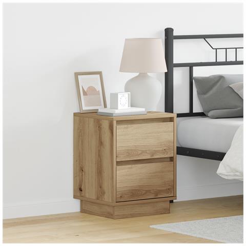 Comodino con luci LED Rovere artigianale 39x34.5x50 cm - Foto 2