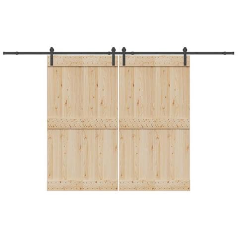 Kit di Binari per Porte Scorrevoli 366 cm Acciaio Nero - Foto 2