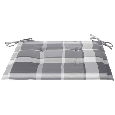 Sedie Giardino 2 Pz Con Cuscino Grigio A Quadri Massello Di Teak - Foto 8