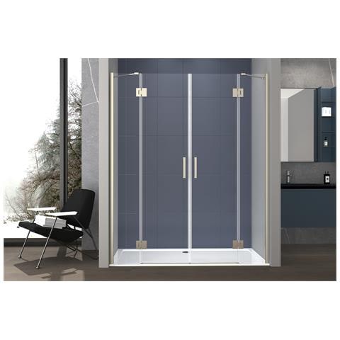 Nicchia Doccia 240 Cm Saloon Doppio Battente Cristallo Temperato 6mm Profilo Satinato H200 Cm Lena - Foto 1