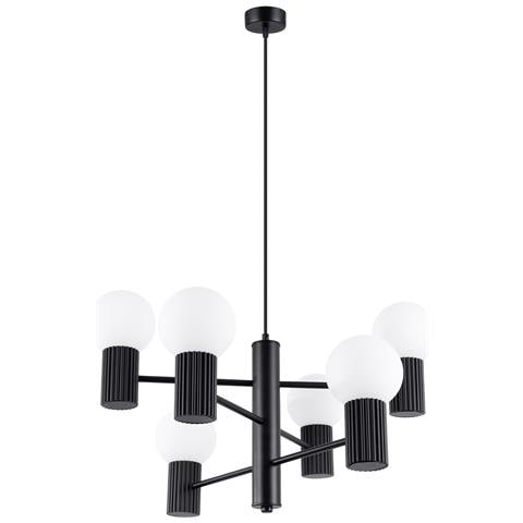 Lampadario Halo 6 Nero Sl. 1830 - Moderno Lampadario Nero 230x64x64 Cm - Foto 1