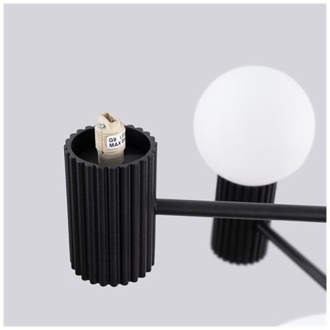 Lampadario Halo 6 Nero Sl. 1830 - Moderno Lampadario Nero 230x64x64 Cm - Foto 8