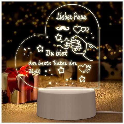 Lampada Da Notte Led Cuore 3d Regalo Per Papà Acrilico Su Usb - Foto 1