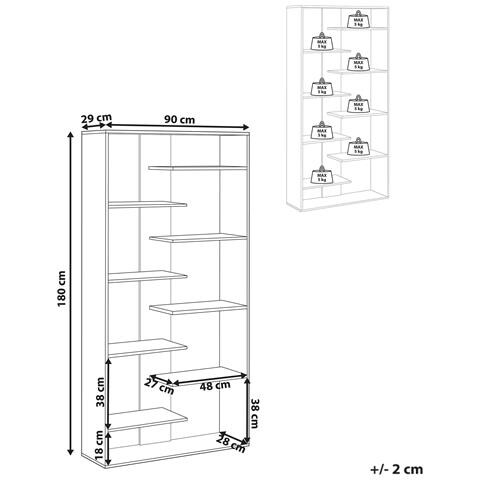 Libreria A 8 Ripiani Fontas 180 Cm Marrone Chiaro - Foto 6