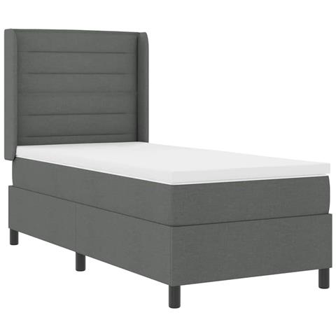 Letto a molle con materasso Grigio scuro 100 x 200 cm Tessuto - Foto 1