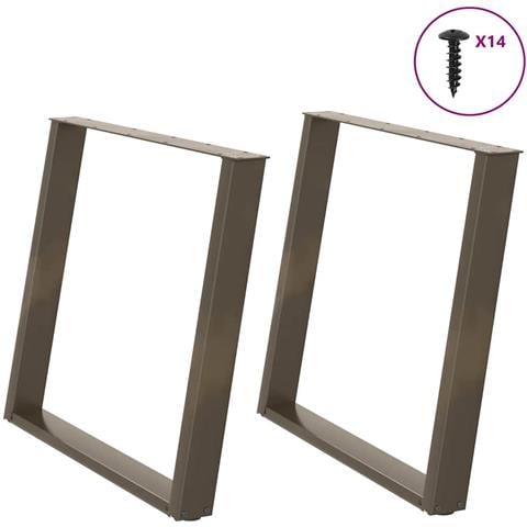 Gambe per tavolo da pranzo a forma di U 2 pz in acciaio naturale 90x(72-73) cm - Foto 1