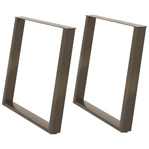 Gambe per tavolo da pranzo a forma di U 2 pz in acciaio naturale 90x(72-73) cm - Foto 2