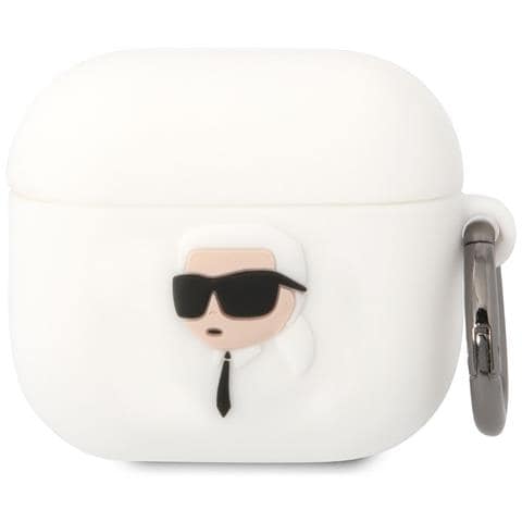 Airpods 3 Custodia In Silicone Karl Head 3d Luxury Antiurto, Bianco - Foto 1