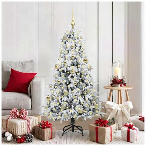Albero di Natale Artificiale con Rami Pieghevoli Bianco 150 cm - Foto 2