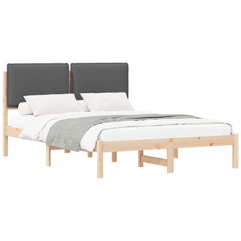 Letto con Testiera Rivestita Grigio scuro 140 x 200 cm - Foto 1