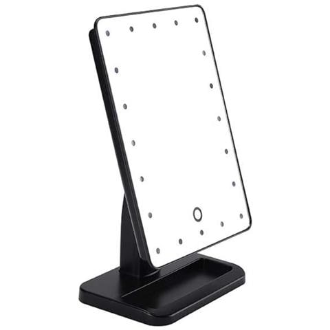 Specchio Da Trucco Da Tavolo Led Con Sensore Tattile E Rotazione A 360° - 20 Led Black - Foto 1