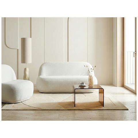 Divano 2 Posti Lovberg Tessuto Bianco Sporco - Foto 1