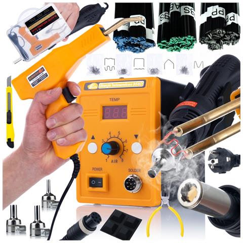 Spawatrice Plastica 858d Set - 700w, 3 Ugelli, 200 Graffette, 300g Lega | Regolazione Temperatura 100-500°c | Riparazione Professionale - Foto 1