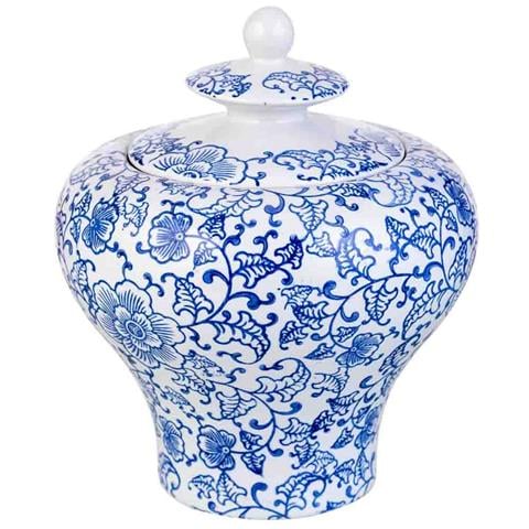 Vaso In Ceramica Bianca E Blu, D23x28h Cm - Foto 1