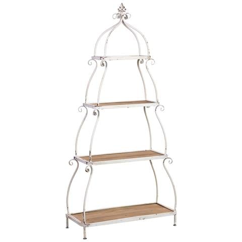 Scaffalatura In Legno E Metallo A 4 Ripiani, Marrone, 80,5x35,5x173h - Foto 1