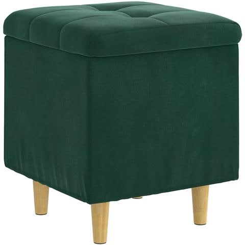 Pouf contenitore Verde Scuro 40 x 40 x 45 cm Velluto - Foto 1